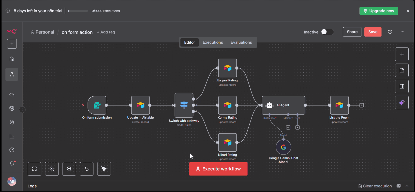 Smart Automation + AI Workflow with n8n + Airtable + LLM