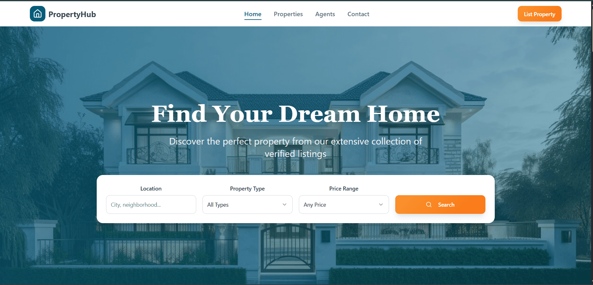 PropertyHub – Modern Real Estate Website
